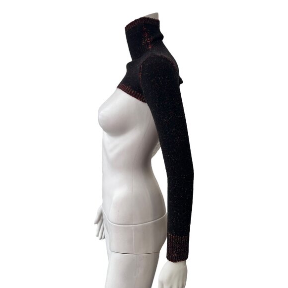 $390 NWT Isa Boulder Black Multi Plain Turtleneck LS Shrug Techno Knit Top sz S - Picture 6 of 10